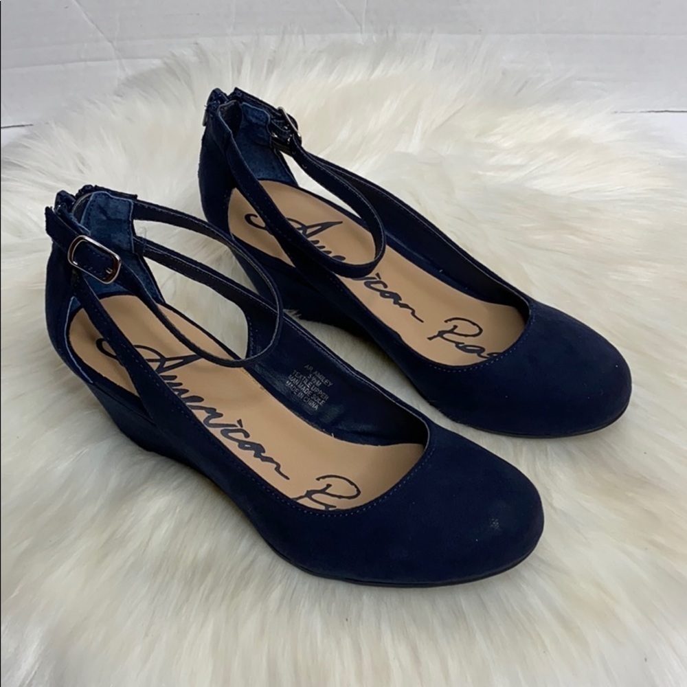 American Rag Navy Blue wedges shoes size 5.5 M - Picture 2 of 9